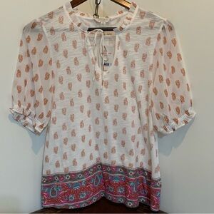 *NWT* Lucky Brand Paisley Boho Peasant Top